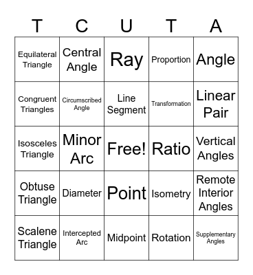 CP Geometry Exam Review Bingo Card