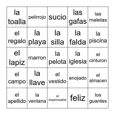 VOCABULARIO Bingo Card