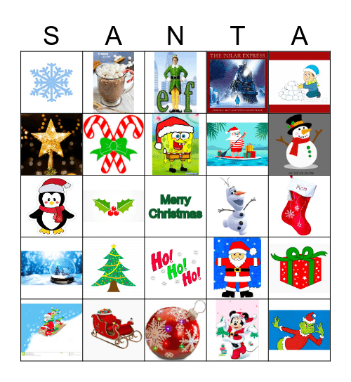 Kids Christmas Bingo Card