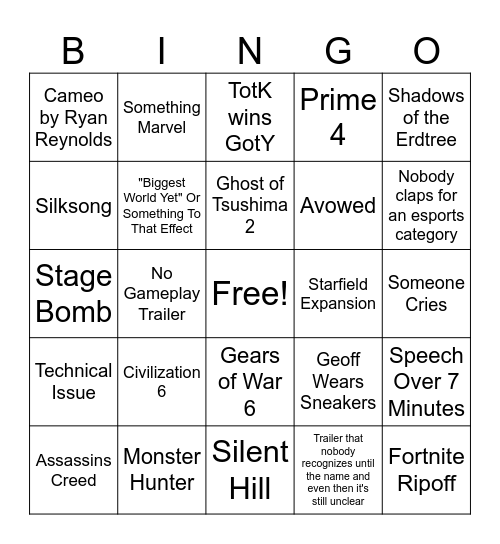 Suck Bingo Card