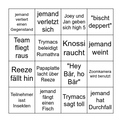 7 vs Wild Bingo Card