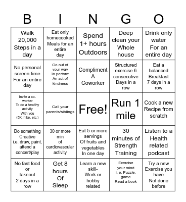 Inscripta Wellness Bingo Card