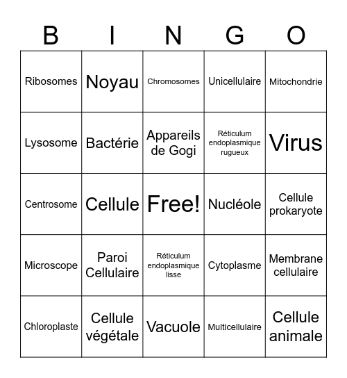 Bingo de cellule Bingo Card