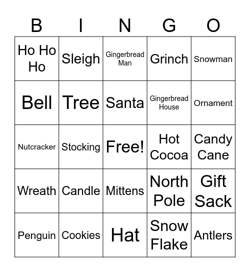 Holiday Bingo Card