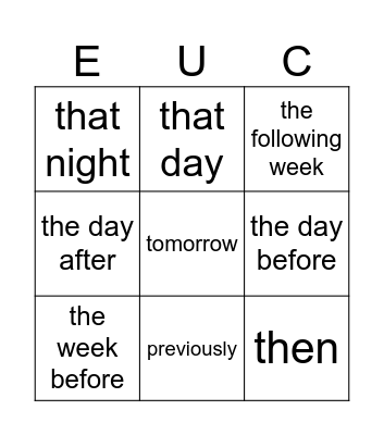 EUC Bingo Card