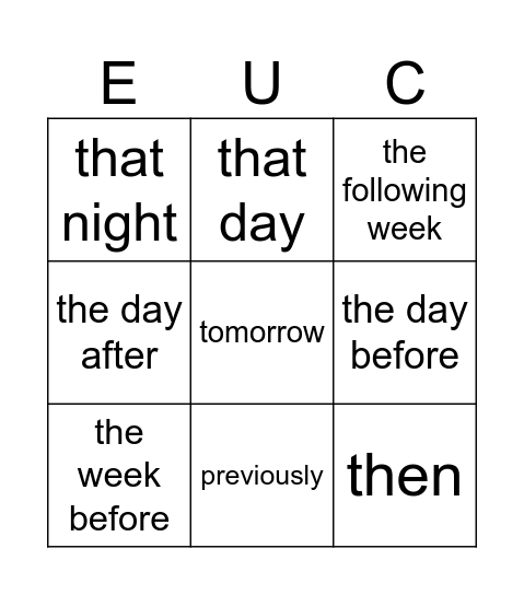 EUC Bingo Card