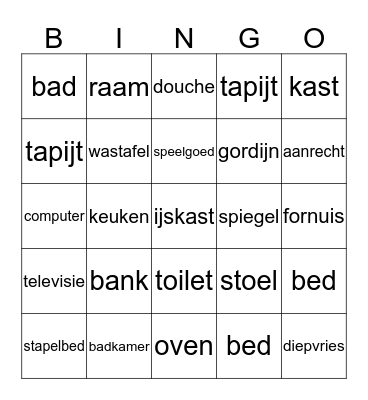 Mijn huis Bingo Card