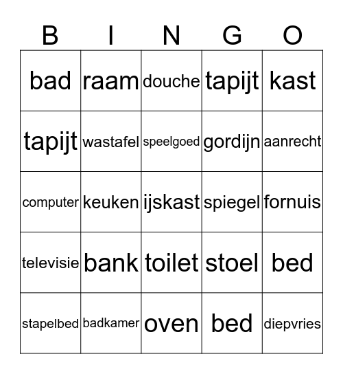 Mijn huis Bingo Card