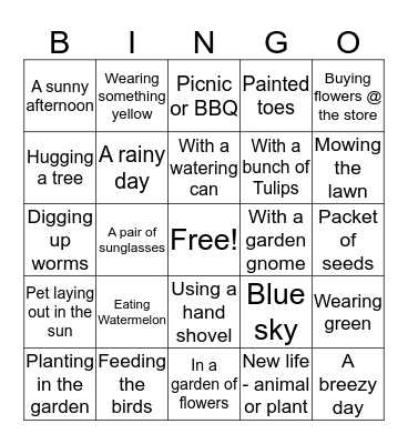 Spring Selfie Bingo Card