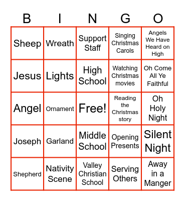 Christmas Party 2023 Bingo Card