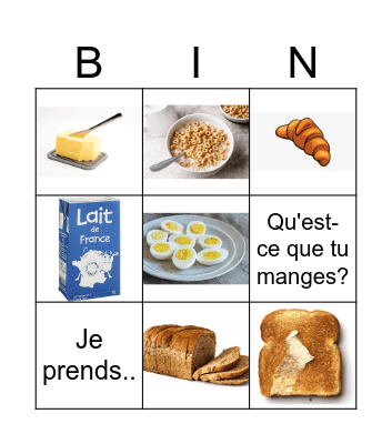 Le petit déjeuner Bingo Card