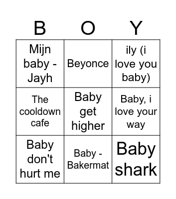 Babyshower Deas Bingo Card