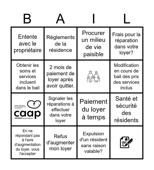 Bingo du Bail Bingo Card