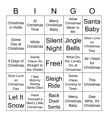 Christmas Song Bingo Card