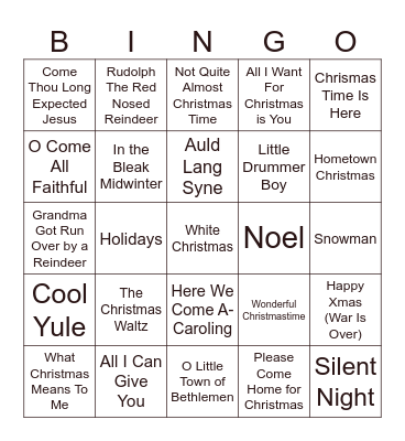 Five-0-Five Music Bingo - Christmas 1 Bingo Card