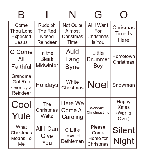 Five-0-Five Music Bingo - Christmas 1 Bingo Card