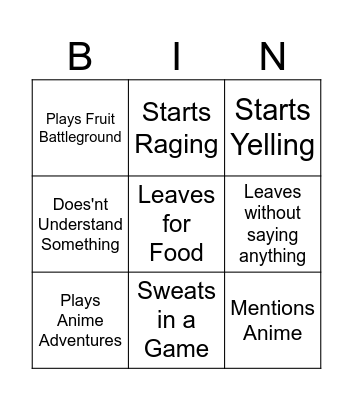 Brady Bingo Card