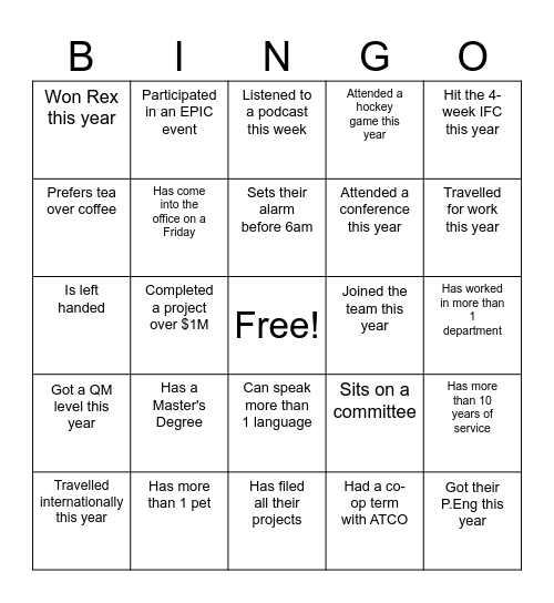 T.Eng Jingle & Mingle Bingo 2023 Bingo Card