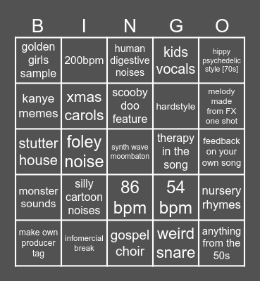 KELLAND'S PRODUCER BINGO [DEC 6] Bingo Card