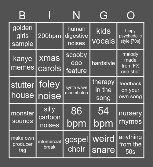 KELLAND'S PRODUCER BINGO [DEC 6] Bingo Card