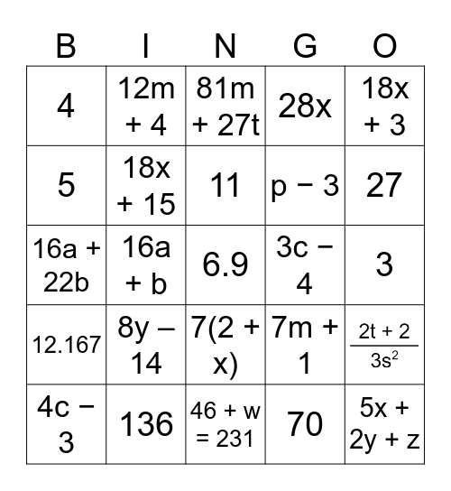 Unit 3 Bingo Review Bingo Card