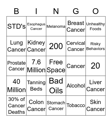 Cancer Bingo Card