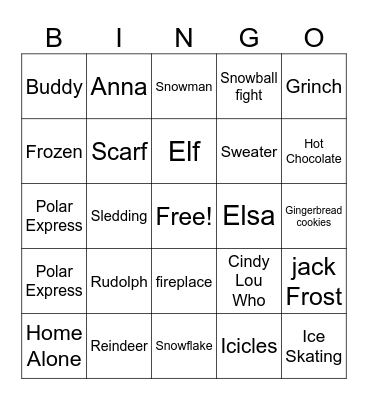 Winter wonderland Bingo Card