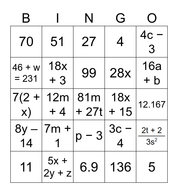 Unit 3 Bingo Review Bingo Card