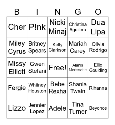 Music Bingo Card