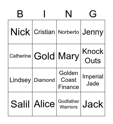 JohnHart Holiday Soirée Bingo Card