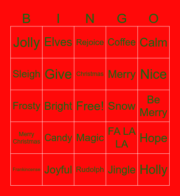 Holiday Bingo Card