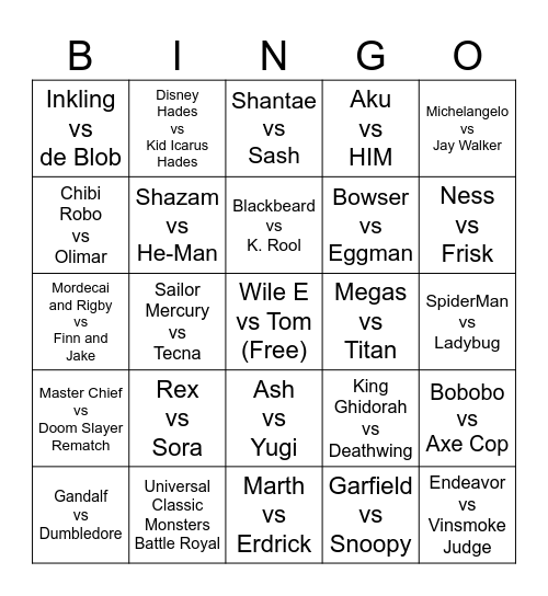 Death Battle Season 11 Prediction Bingo Card