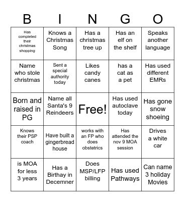 MOA BINGO Card