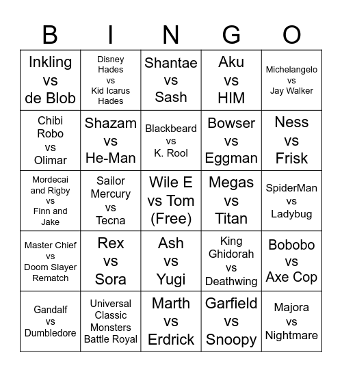 Death Battle Season 11 Prediction Bingo Card