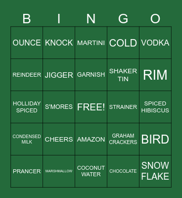 AMAZON HOLIDAY Bingo Card