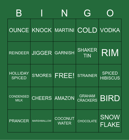 AMAZON HOLIDAY Bingo Card