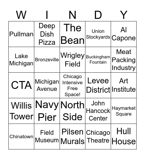 Windy City Bingo Card