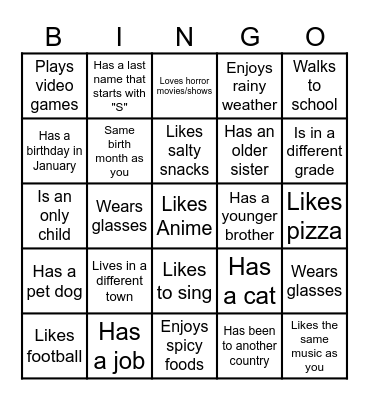 Find Someone Who... Bingo Card