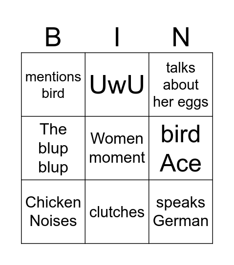 Chicken bingo Card