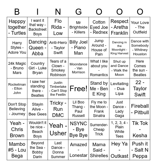 Music Bingo Card