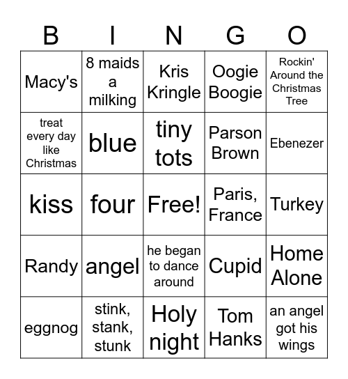 Christmas Chaos Bingo Card