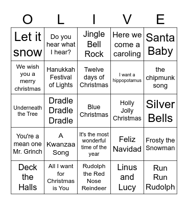 Holiday Bingo Card