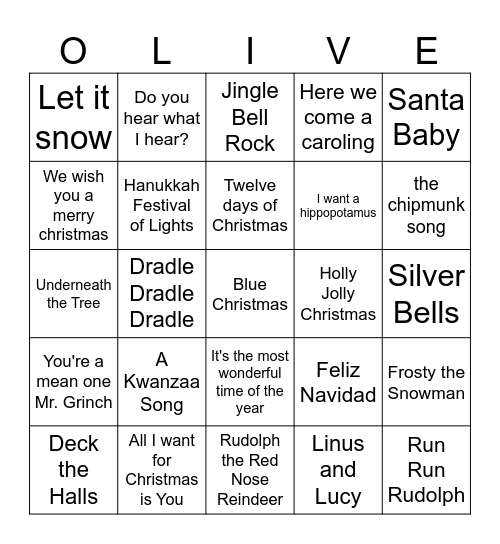Holiday Bingo Card