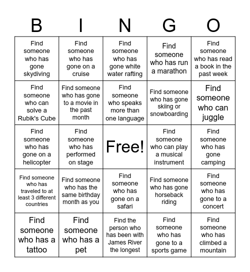 GA Bingo! Bingo Card