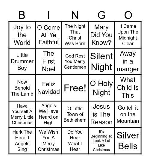 Christmas Music Bingo #2 Bingo Card
