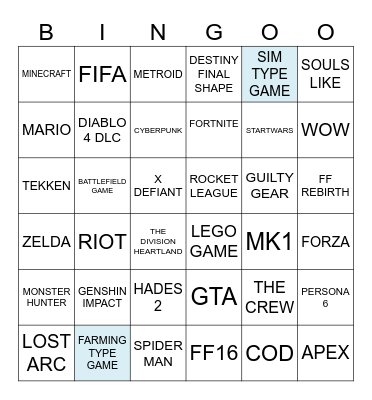 GAME AWARDS Bingo Card