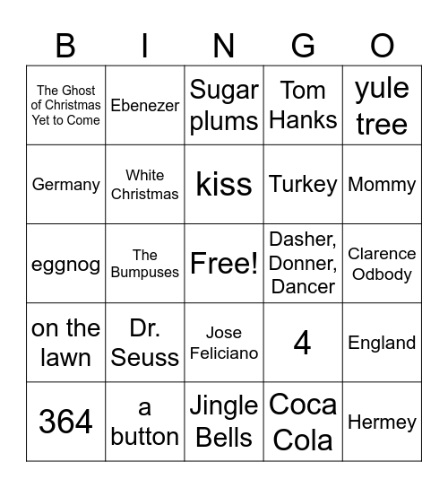 Christmas Chaos Bingo Card