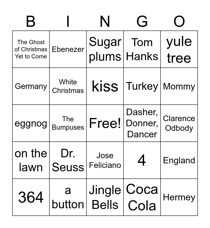 Christmas Chaos Bingo Card