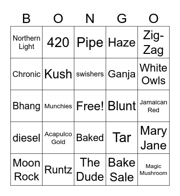 CHEBA HUT "BONG"-O Bingo Card