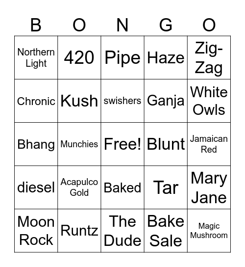 CHEBA HUT "BONG"-O Bingo Card
